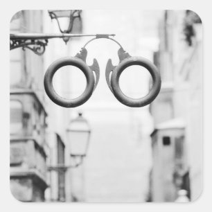 Europa, Spanje, Mallorca. Eyeglass shop-teken; Vierkante Sticker