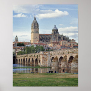 Europa, Spanje, Salamanca. De Romeinse brug over Poster