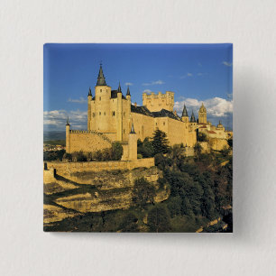 Europa, Spanje, Segovia. Het imponerende Alcazar, Vierkante Button 5,1 Cm