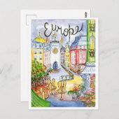 Europa, stad, attracties, oud reizen briefkaart (Voorkant / Achterkant)