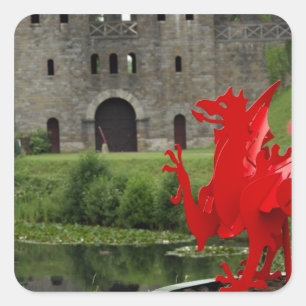 Europa, Wales, Cardiff. Kasteel van Cardiff. Welsh Vierkante Sticker