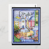 Europe Travel Poster Briefkaart (Voorkant / Achterkant)