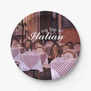 Europeaan eet als een Italiaans café Foto Papieren Bordje