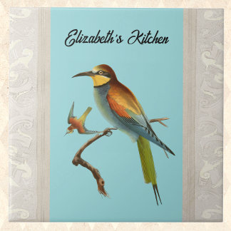 European Bee Eater Bird met Name on Aqua Tegeltje