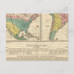 European Discovery of America Atlas Map Briefkaart