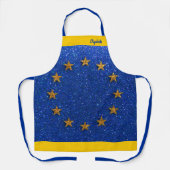 European Flag Food Chef Kitchen BBQ Baker Glitter Schort (Voorkant)