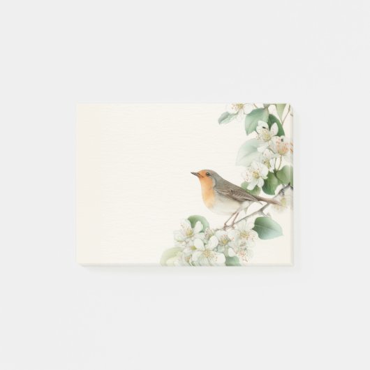 European Robin & Hawthorn – Editable Botanical Wed Post-it® Notes (Voorkant)