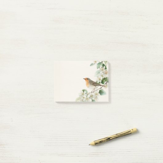 European Robin & Hawthorn – Editable Botanical Wed Post-it® Notes (Op bureau)