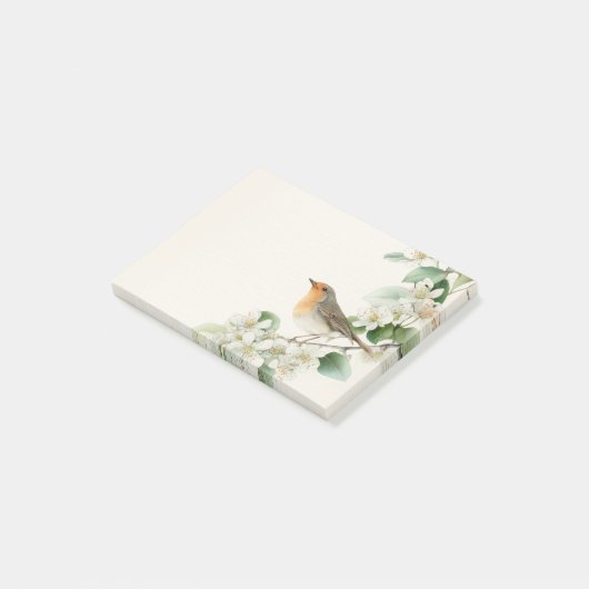 European Robin & Hawthorn – Editable Botanical Wed Post-it® Notes (Schuin)