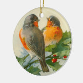 European Robin & Holly Keramisch Ornament (Links)