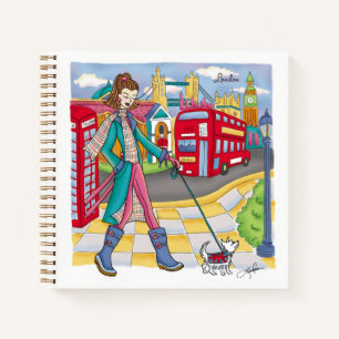 European Travel Girl in Londen Persoonlijke reizen Notitieboek
