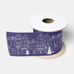 European Village Houses at KerstWhite/Blue Lint