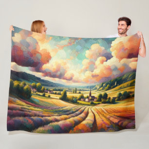 Europees kleurrijk Abstract impressionistisch land Fleece Deken