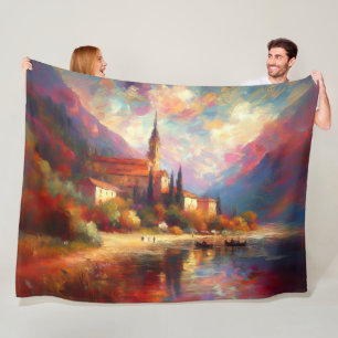 Europees kleurrijk Abstract impressionistisch land Fleece Deken