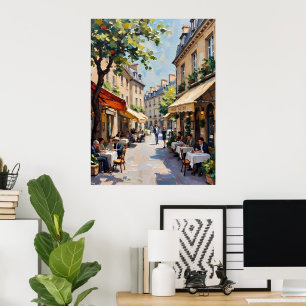 europees straatcafé poster