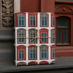 Europees venster architectonische kunst cadeaupapier
