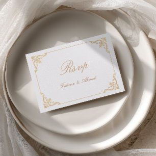 Europese Barokke Frame Gouden Kalligrafie Bruiloft RSVP Kaartje