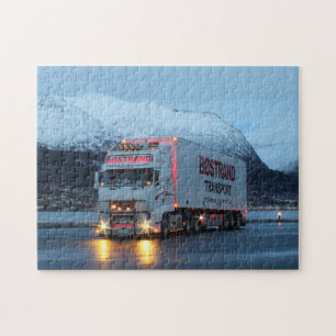 Europese cabine over grote bergloop met 18 wielen  legpuzzel