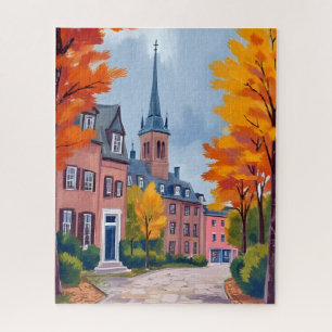 Europese dorpsstraat watercolor reis legpuzzel