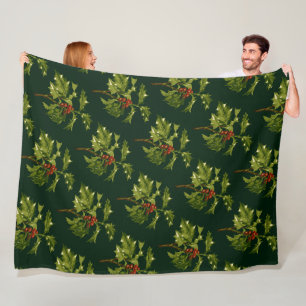 Europese Hulst Met Rode Steenvruchten Botanische-S Fleece Deken