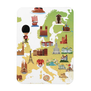 Europese kaart van de Cartoon Magneet