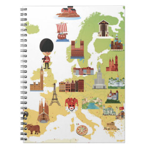Europese kaart van de Cartoon Notitieboek