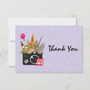 Europese landmerken met camera Dank u Bedankkaart