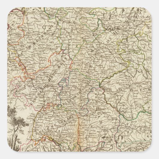 Europese postwegen vierkante sticker (Voorkant)