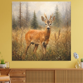 Europese reeënbok-wildschilderij canvas afdruk