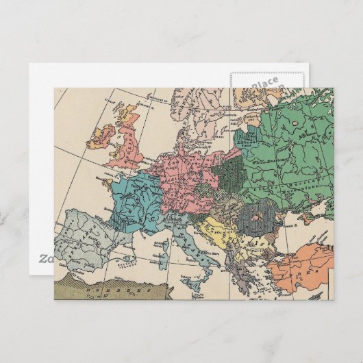  Europese reiskaart Briefkaart (Voorkant / Achterkant)