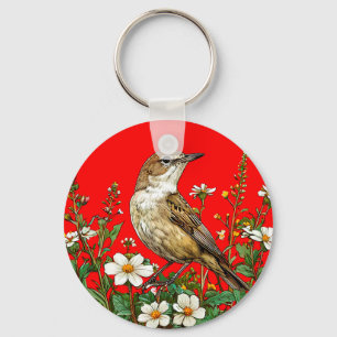 Europese rietzanger vogel sleutelhanger