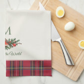 Europese Robin Bird Custom Monogram Kerstmis Theedoek (Quarter Fold)