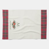 Europese Robin Bird Custom Monogram Kerstmis Theedoek (Horizontaal)