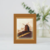 europese sepia windmolen briefkaart (Staand voorkant)