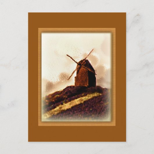 europese sepia windmolen briefkaart (Voorkant)