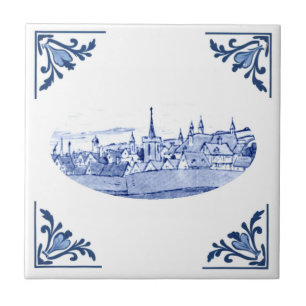 Europese stad Delft Blauw & Wit Tegeltje