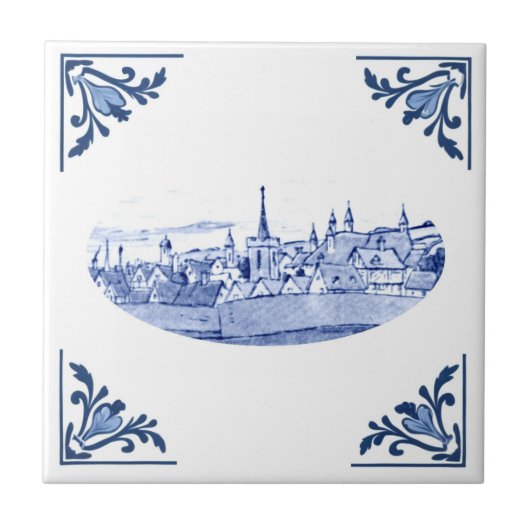  Europese stad Delft Blauw & Wit Tegeltje (Voorkant)