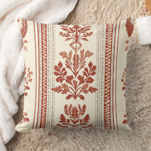 Europese terracotta toile met botanische strepen kussen