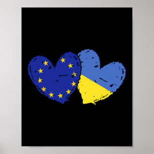 Europese Unie Oekraine Hart Vlaggen Eu Oekraïense Poster