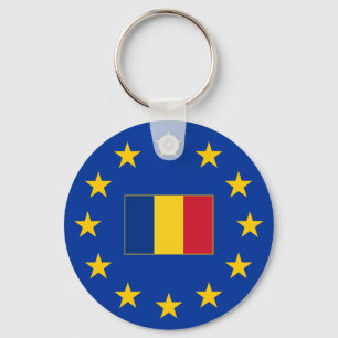 Europese Unie Roemenië Basic Button Sleutelhanger