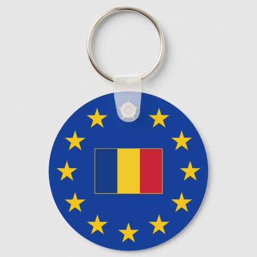 Europese Unie Roemenië Basic Button Sleutelhanger (Voorkant)