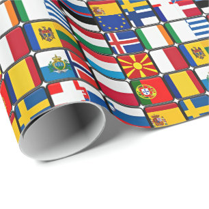 Europese Vlaggen Patchwork Cadeaupapier
