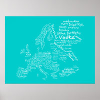 Europese voedselkaart (blauw / Turquoise / Blauwgr