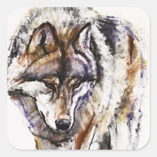 Europese Wolf Vierkante Sticker (Voorkant)