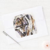 Europese Wolf Vierkante Sticker (Envelop)