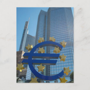 Eurosymbool bij de Europese Centrale Bank in Frank Briefkaart