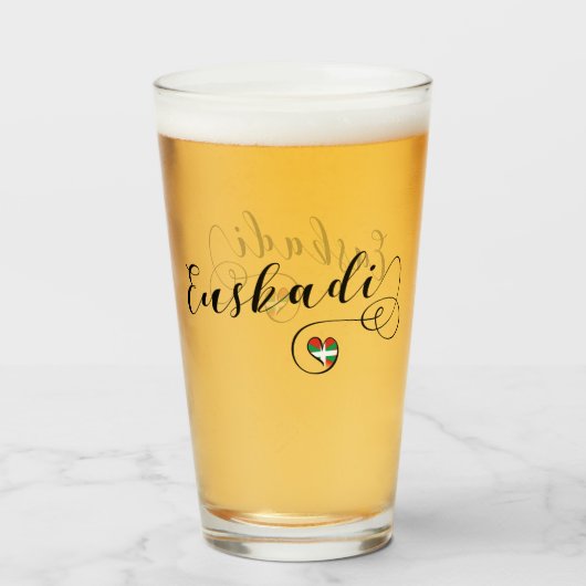 Euskadi Heart Flag, Baskenland Glas (Voorkant gevuld)