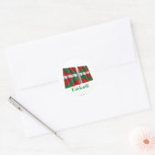 Euskadi (País Vasco), zwendelvlag met naam Ronde Sticker (Envelop)