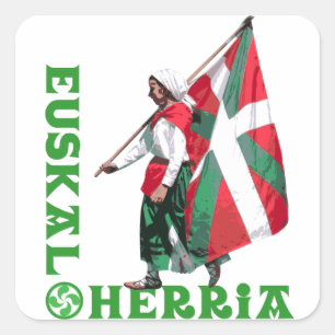 Euskal Herria Meisje met de Baskische vlag Ikurrin Vierkante Sticker