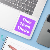 Eux leur Pronounouns Vinyl Sticker (Ordinateur portable avec iPhone)